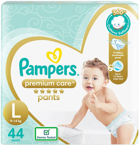 Pampers Premium Care Pants, Large size baby diapers (LG), 44 Count L