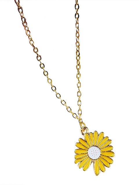 Vembley Stunning Gold Plated Yellow Flower Pendant Necklace for