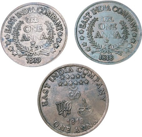 rbf EAST INDIA YEAR 1818,1818,1839,EACH 20 gram [3] NUMBAR