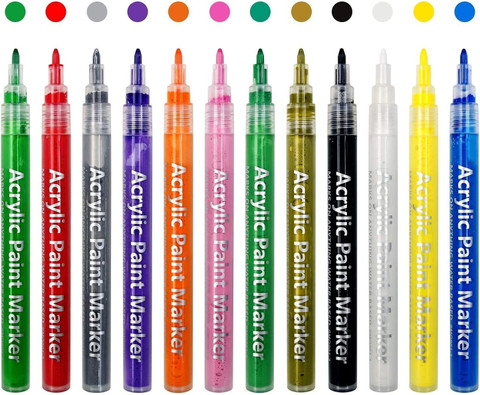 Kandle 12pcs Acrylic Markers Pens Waterproof