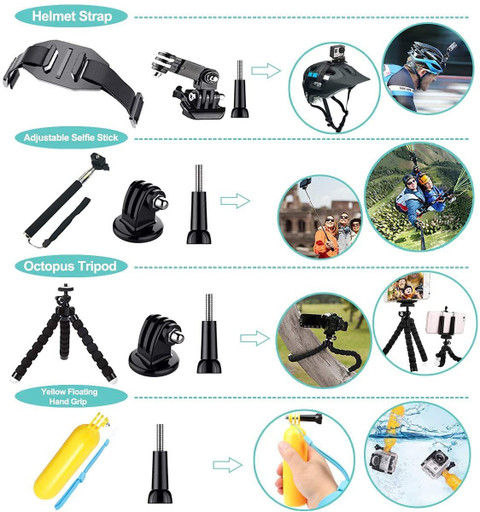 Kit 50-en-1 Accessoires Pour Caméra D’action – Compatible XTU Max Pro Et Autres – Montures Poitrine, Casque, Vélo, Ventouse, Flottante, Etc. - 5