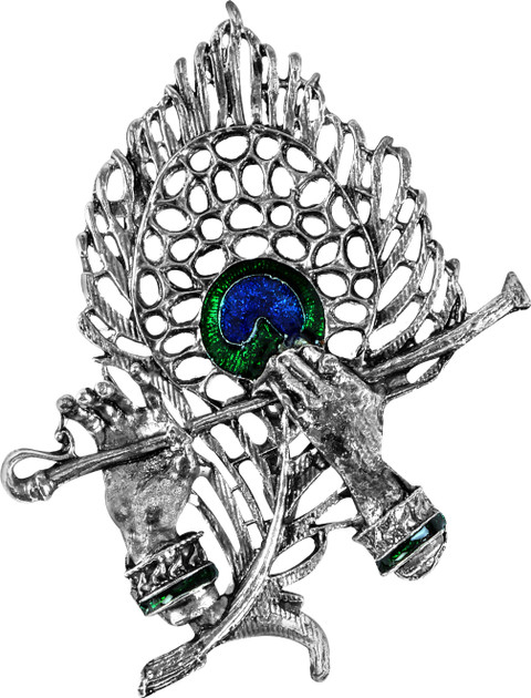 EXOTICA Fashions Jai Shree Krishna White Metal Brooch Pin Jewelry