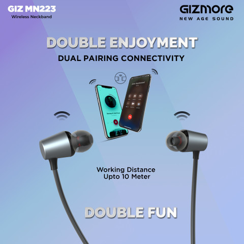 Gizmore Giz MN223 Bluetooth Wireless Neckband Magnetic Earphones