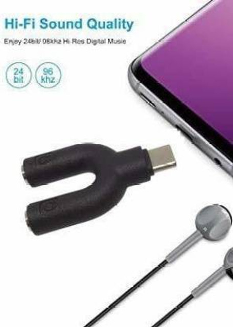 SANNO WORLD Black U Shape Type-C Audio Jack to Headphone