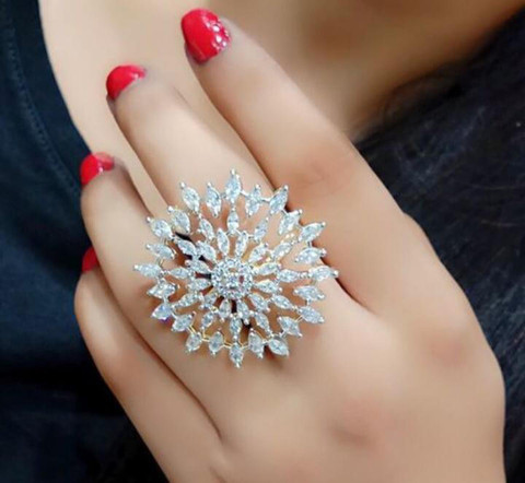 STYLISH FASHION HUB Alloy Diamond Gold Plated Ring Price in India