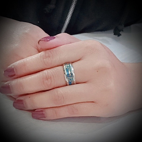 Via Mazzini Glitter LOVE Proposal Couple Rings (Ring0456) Female