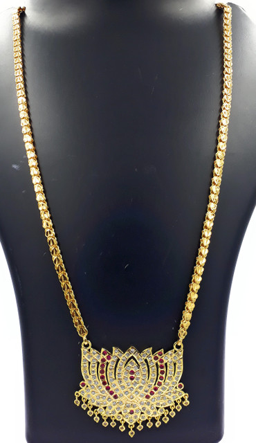 Anujeet Fashion Hub Gold Plated Covering Long Chain with AD Stone