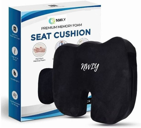 NWLY Orthopedic Coccyx Seat Cushion-For Tailbone Pain Relief (For Above  80kg WT-BLACK) Back Lumbar Support