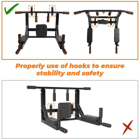 HASHTAG FITNESS 3in1 multi pull up bar wall mounted dips bar Dip
