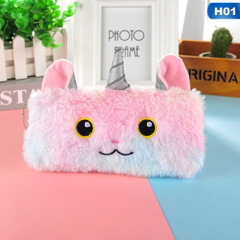 TOYVISION Unicorn Pencil Bag Girls School Cute Zipper Child Stationery  Pouch Office Supply Unicorn Fur Pencil Case Pouch Girls Makeup Pouch Coin  Case