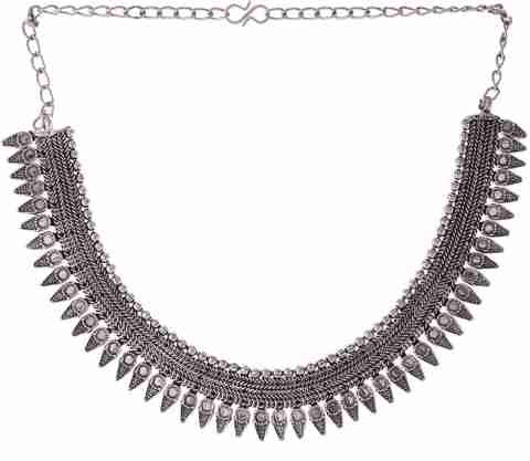 Foxiie Trends Oxidised Silver Choker Necklace for Girls and Women