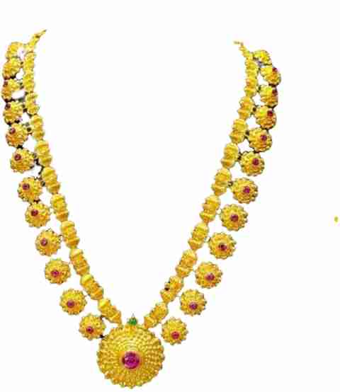 Swa Mi Maharashtrian Traditional floral gold plated long Kolhapuri