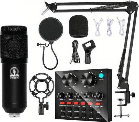 zhizuka BM800 Condenser Microphone with V8 Sound Card for