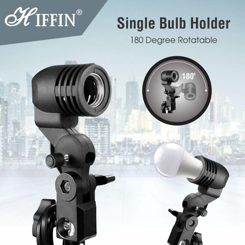 Hiffin E27 Studio Single Holder KIT Umbrella White Studio Light Stand  FT+ Umbrella and Bulb Holder KIT Set of (2 Single Holder,2 Light Stand
