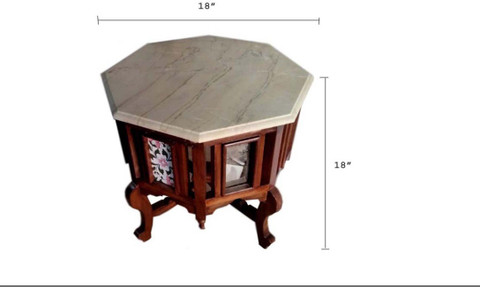 QA Antique Handicraft Traditional Octagon Shape Coffee Side Table