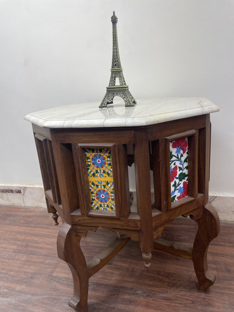 QA Antique Handicraft Traditional Octagon Shape Coffee Side Table