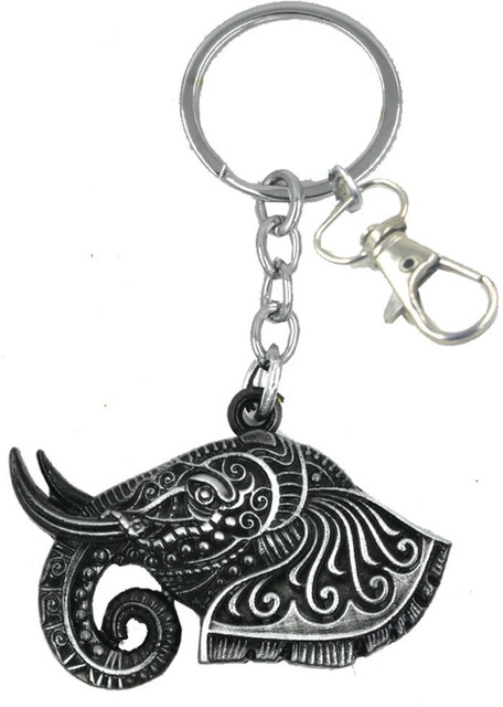 AFH Crome Metal Bronze Antique Silver Elephant Lucky Charm Decorative  Gifting Hook Key Chain