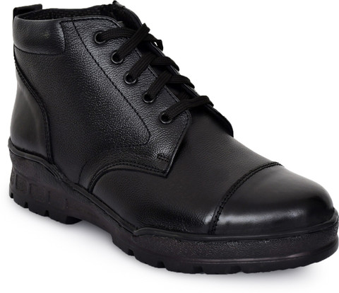 Warnex Wider Side Zip Genuine Leather Light Weight Flexible Pu Sole  Police Shoes Boots For Men