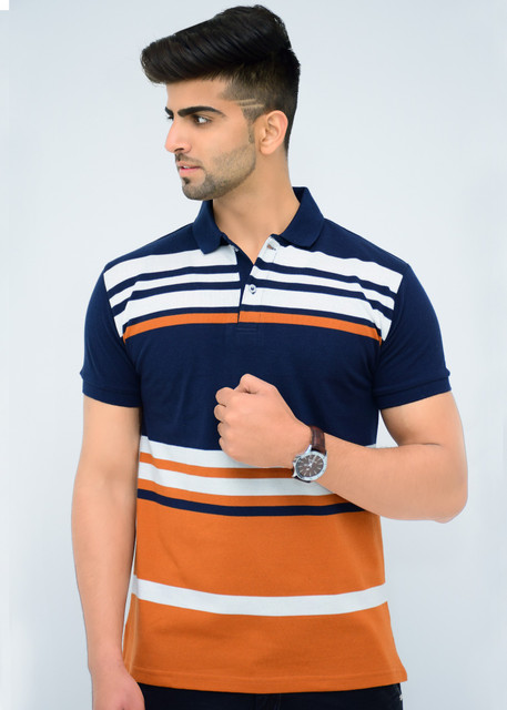 Flipkart Striped Polo T Shirts Online 3BROS Striped Men Polo Neck