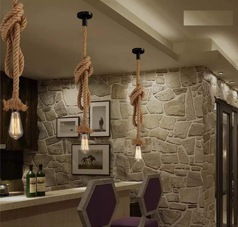 Inllex Pendant Rope Wall Lamps Light, Retro Style
