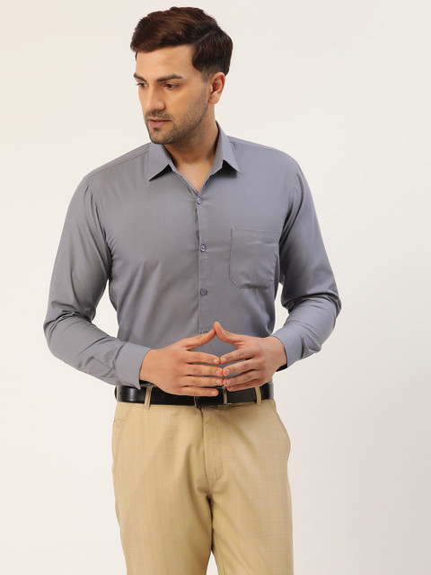 JAINISH Men Solid Formal Grey Shirt Buy JAINISH Men Solid Formal
