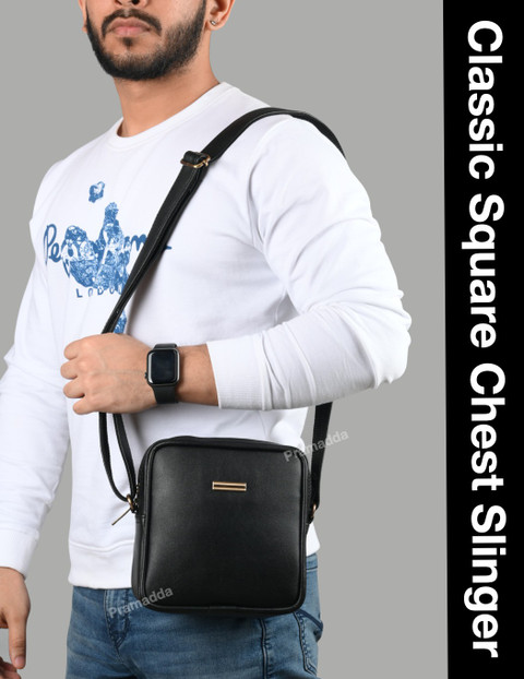 Pramadda Pure Luxury Black Sling Bag Stylish Square Crossbody Side