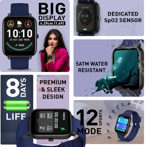 GIONEE Stylfit GSW10 with display, SpO2 sensor and