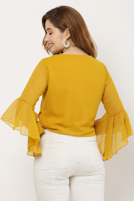 monmimi Mom FarFar Yellow Star Tops Mustard Yellow Floral Flared 