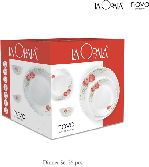 LAOPALA Pack of 35 Opalware Novo Autumn Flower Dinner Set