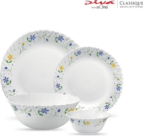 LAOPALA Pack of 19 Opalware Diva Classique Collection Twilight Bouquet  Dinner Set