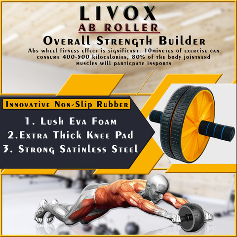 LIVOX Abdominal Double Wheel Ab Roller Gym For Exercise Fitness Equipment  Ab Exerciser