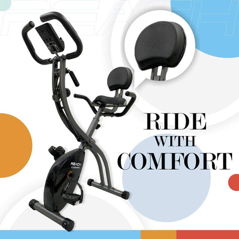 Reach Contempo Exercise Cycle with Back Support Seat and Resistance Rope  for Home Gym Folding Bike Exercise Bike