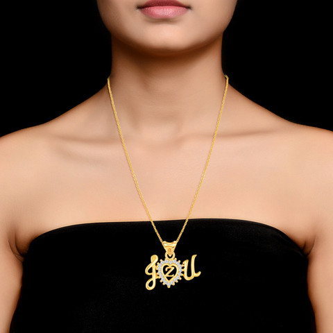 KissYan Initial Letter Pendant Necklace – Gold Plated, A To Z Alphabet, 20" Chain (Letter P)
