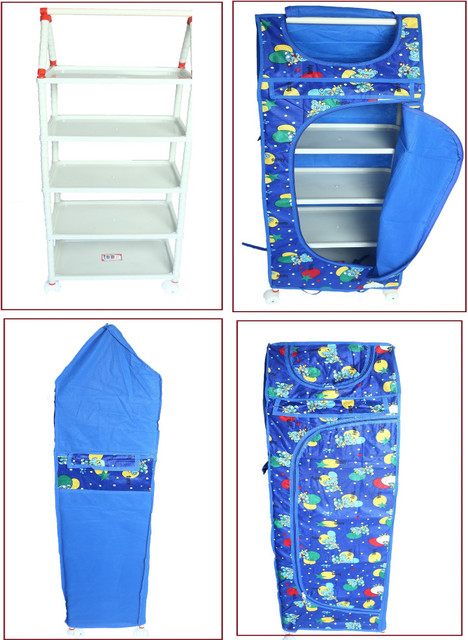 EVOHOUSE Colorful Design Cabinet Baby Almirah, Kids Wardrobe, Folding  Almirah, Toy Box PVC Collapsible Wardrobe