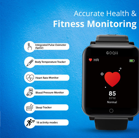 GOQii Smart Vital Fitness, Body Temp with Months Health Coaching  Smartwatch