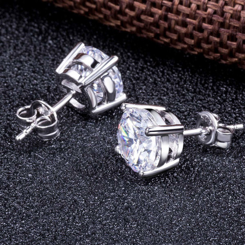 Femme Jam 925 Sterling Silver Zirconia Crystal Round Unisex Stud