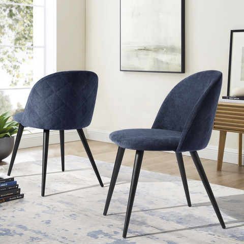 Finch Fox Romantic Vintage Dark Blue Fabric Cushion Dining Chair