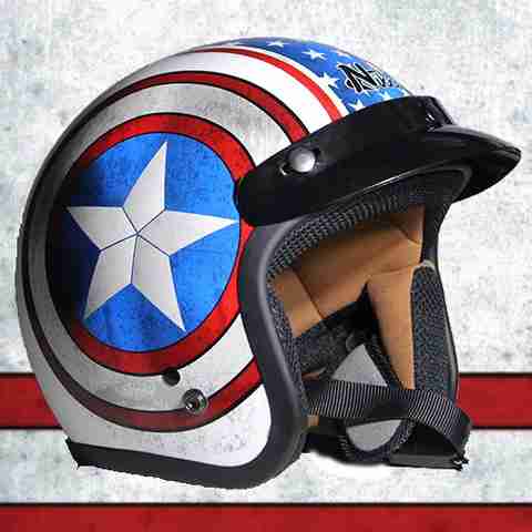 captain america motorcycle half helmet Ride in comfort and style on your next adventure DOT Captain America 3/4 Open