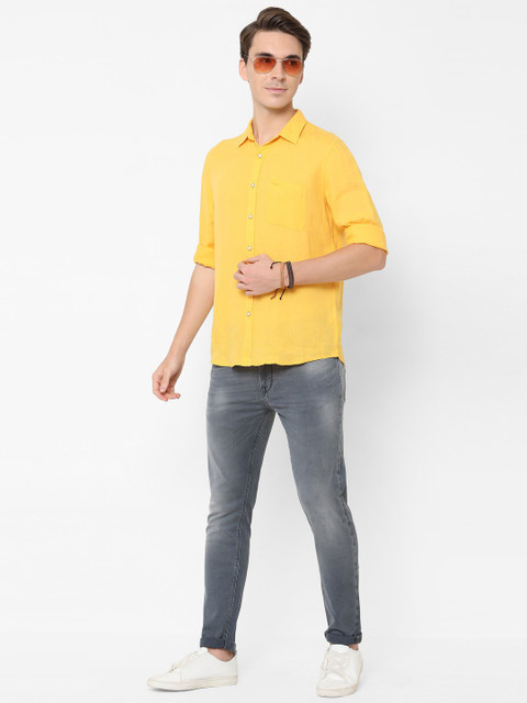 Pepe Jeans Men Solid Casual Yellow Shirt - Buy Pepe Jeans Men
