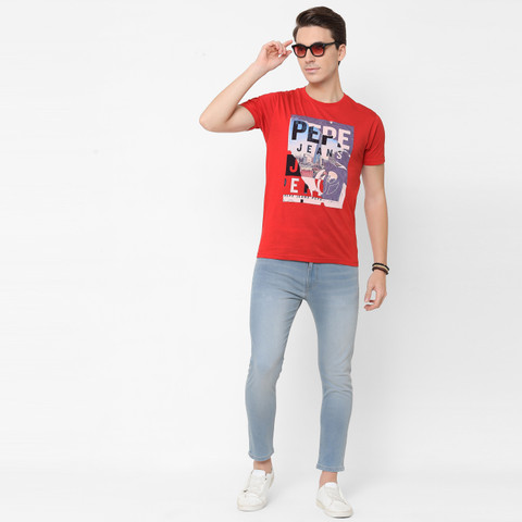 Pepe Jeans Printed Men Round Neck Red T-Shirt Buy Pepe Jeans