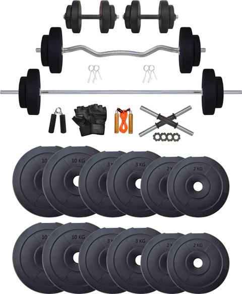 STARX 60 kg PVC 60KG Weight Plate with 3Ft, 5Ft Rod and Gym Accessory Gym  Equipment for Home Home Gym Combo