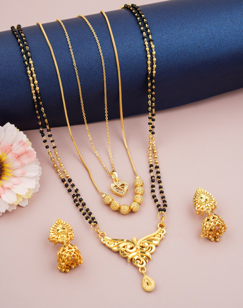 Jewel WORLD Metal, Alloy Gold-plated Gold, Black Jewellery Set