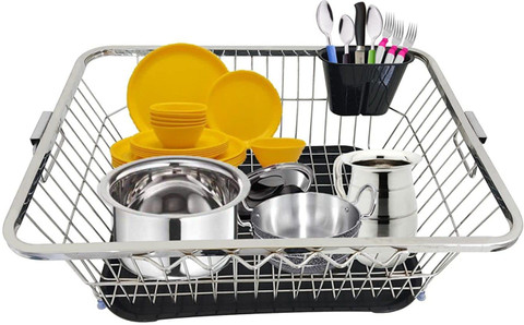 SMART SLIDE Dish Drainer Kitchen Rack Steel Stainless Steel Dish