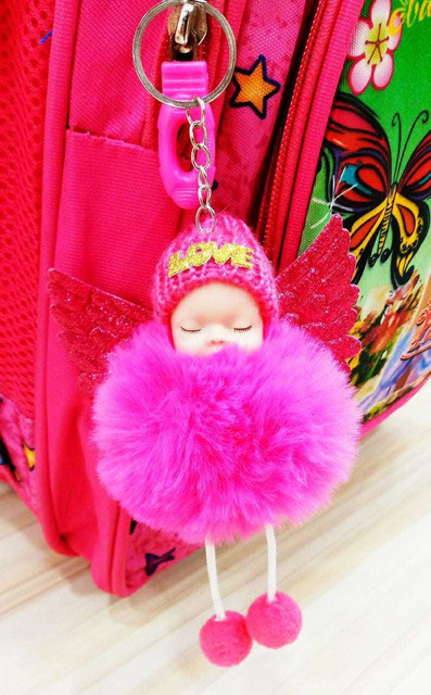 Priceless Deals Girl's School Bag with Fur Doll Keychain School Backpack  Up to 8th Class Kids 18 L Backpack