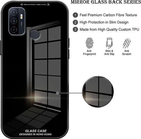 ELEF Back Cover for Oppo A53 Luxurious 9H Toughened Mirror Glass