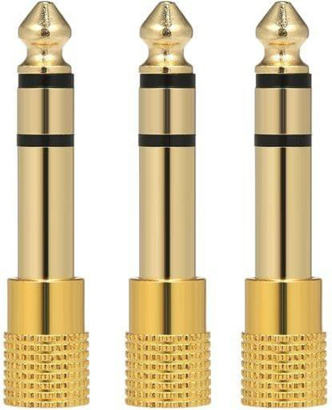 Crystonics Gold Plated (Pack of 3) 6.35mm TRS Male Plug To 3.5mm