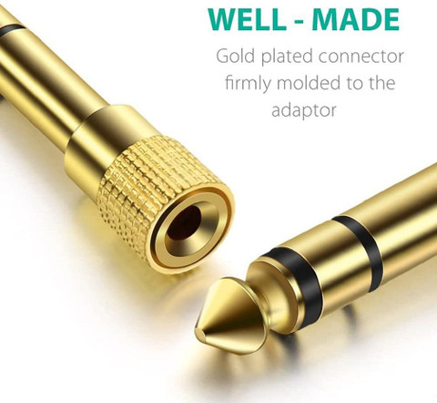Crystonics Gold Plated (Pack of 3) 6.35mm TRS Male Plug To 3.5mm