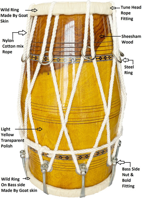 RAM musical PROFESSIONAL DHOLAK Rope Rings Dholak Price in India