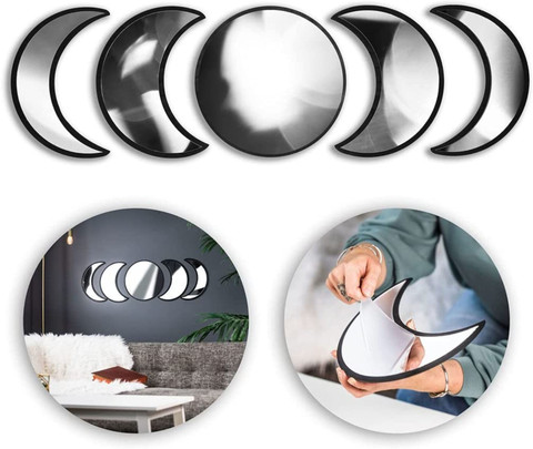 Gloshvi Pieces Moon Phase Acrylic Mirror Set for Wall Decor