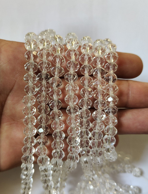 Siddka White Colour Tyre Shaped Crystal Beads 8mm for Jewellery